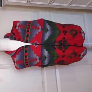 Back in the Saddle Western Print Fleece Zip Up Vest Size Medium